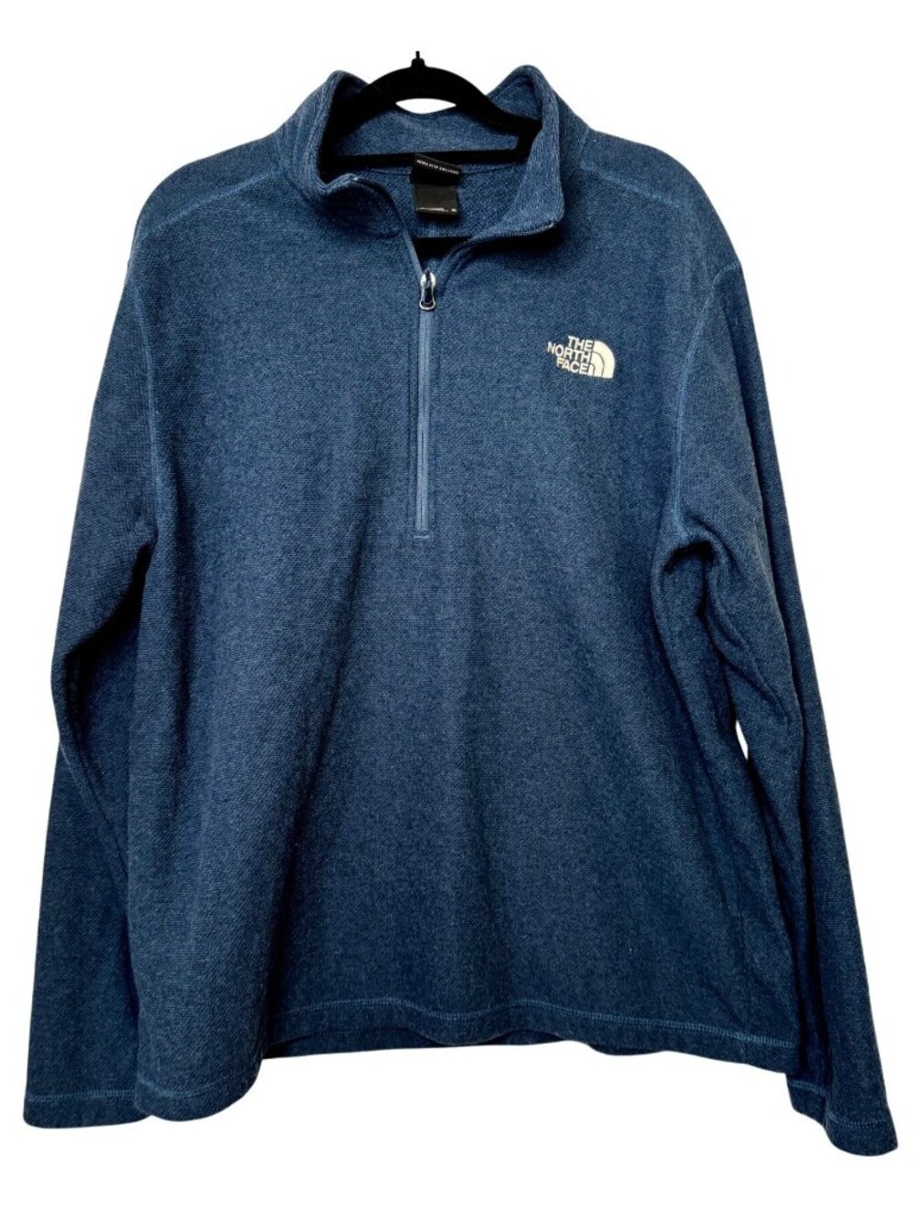 The North Face Textured Cap Rock Size XL 1/4 Zip Up Blue Collared Long Sleeve EU